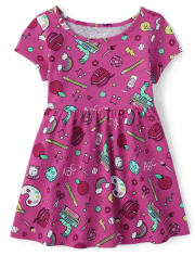Baby And Toddler Girls School Doodle Babydoll Dress