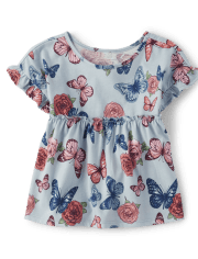 Baby And Toddler Girls Print Empire Babydoll Top