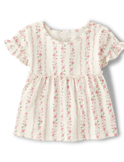Baby And Toddler Girls Print Empire Babydoll Top