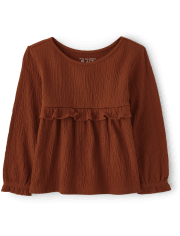 Baby And Toddler Girls Ruffle Empire Jacquard Babydoll Top