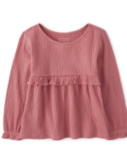 Baby And Toddler Girls Ruffle Empire Jacquard Babydoll Top