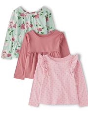 Toddler Girls Floral Peplum Top 3-Pack