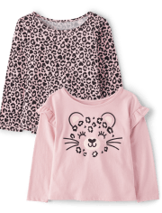 Toddler Girls Leopard Top 2-Pack