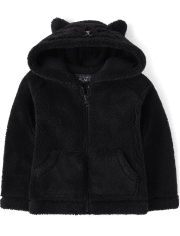 Toddler Girls Mommy And Me Cat Sherpa Zip-Up Hoodie