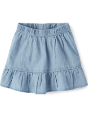 Toddler Girls Chambray Tiered Skirt