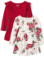 Toddler Girls Floral Tiered Everyday Dress 2-Pack
