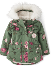 Toddler Girls Floral Parka Jacket