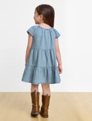 Baby And Toddler Girls Chambray Tiered Dress
