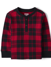 Baby And Toddler Boys Plaid Henley Thermal Top