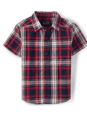Baby And Toddler Boys Plaid Poplin Button Up Shirt