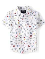 Baby And Toddler Boys Science Doodle Poplin Button Up Shirt