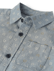 Baby And Toddler Boys Horseshoe Poplin Button Up Shirt