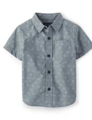 Baby And Toddler Boys Horseshoe Poplin Button Up Shirt