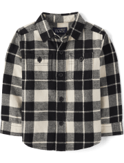 Camisa con botones de franela a cuadros familiares a juego para bebés y niños pequeños