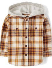 Top con capucha de franela a cuadros para bebés y niños pequeños