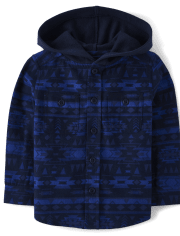 Baby And Toddler Boys Print Flannel Hooded Top