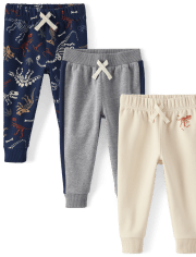 Baby And Toddler Boys Dino Fleece Jogger Pants 3-Pack
