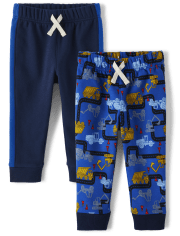 Baby And Toddler Boys Truck Fleece Jogger Pants 2-Pack