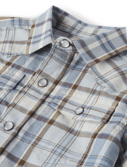 Baby And Toddler Boys Plaid Poplin Snap Front Shirt