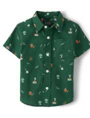 Baby And Toddler Boys Doodle Poplin Button Up Shirt