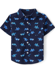 Camisa con botones de popelina Dino para bebés y niños pequeños