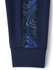 Boys Print Side Stripe Fleece Performance Jogger Pants