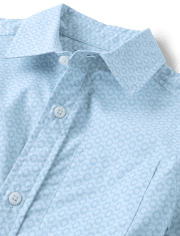 Boys Print Poplin Button Up Shirt