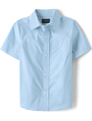 Boys Print Poplin Button Up Shirt