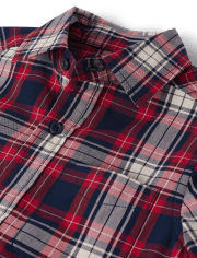 Camisa con botones de popelina a cuadros para niños