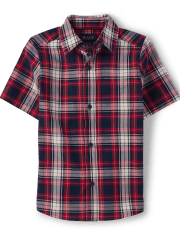 Camisa con botones de popelina a cuadros para niños