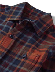 Boys Plaid Flannel Button Up Shirt