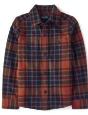 Boys Plaid Flannel Button Up Shirt