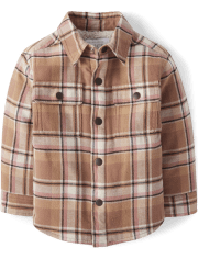 Toddler Girls Plaid Sherpa-Lined Shacket