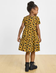 Vestido diario escalonado con girasoles para bebés y niñas pequeñas