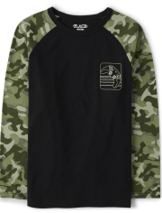 Boys Camo Raglan Top