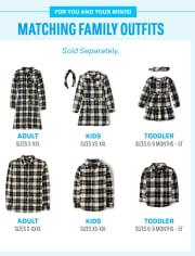 Toddler Girls Matching Family Plaid Twill Tiered Shirt Dress