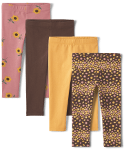 Lot de 4 leggings tournesol pour petites filles