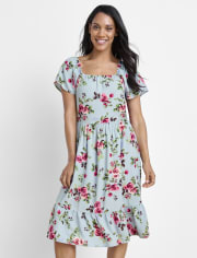 Womens Mommy And Me Floral Tiered Dress