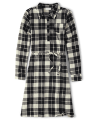 Womens Matching Family Plaid Twill Shirt Dress