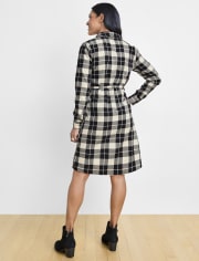 Womens Matching Family Plaid Twill Shirt Dress