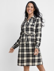 Womens Matching Family Plaid Twill Shirt Dress