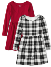 Girls Plaid Everyday Dress 2-Pack