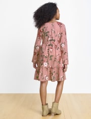 Girls Floral Tiered Dress