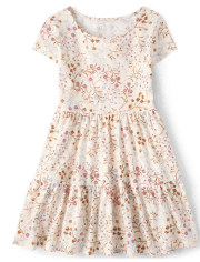 Girls Floral Tiered Dress