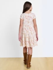 Girls Floral Tiered Dress