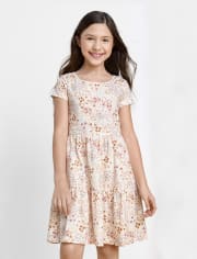 Girls Floral Tiered Dress