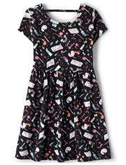 Girls Art Doodle Cut Out Everyday Dress