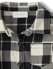 Vestido camisero de sarga a cuadros familiar a juego para niñas