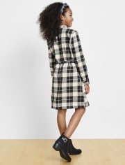 Girls Matching Family Plaid Twill Shirt Dress