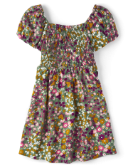Girls Floral Smocked Dress